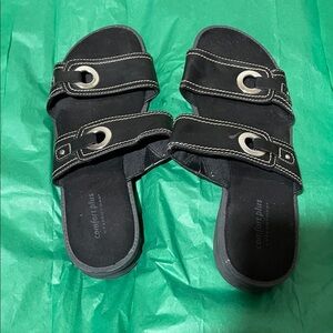Comfort Plus by Predictions Black Slide Sandals new